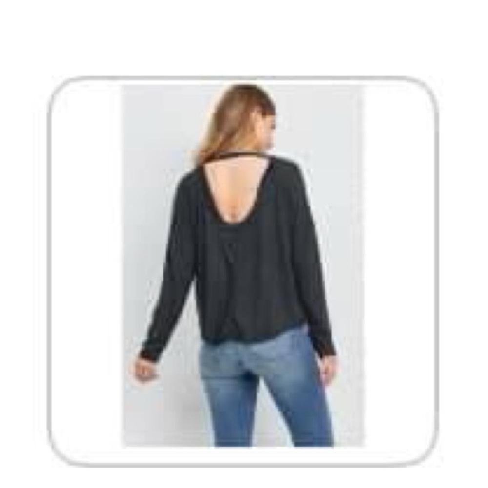 Boutique Black Top w/ open back - Picture 2 of 4